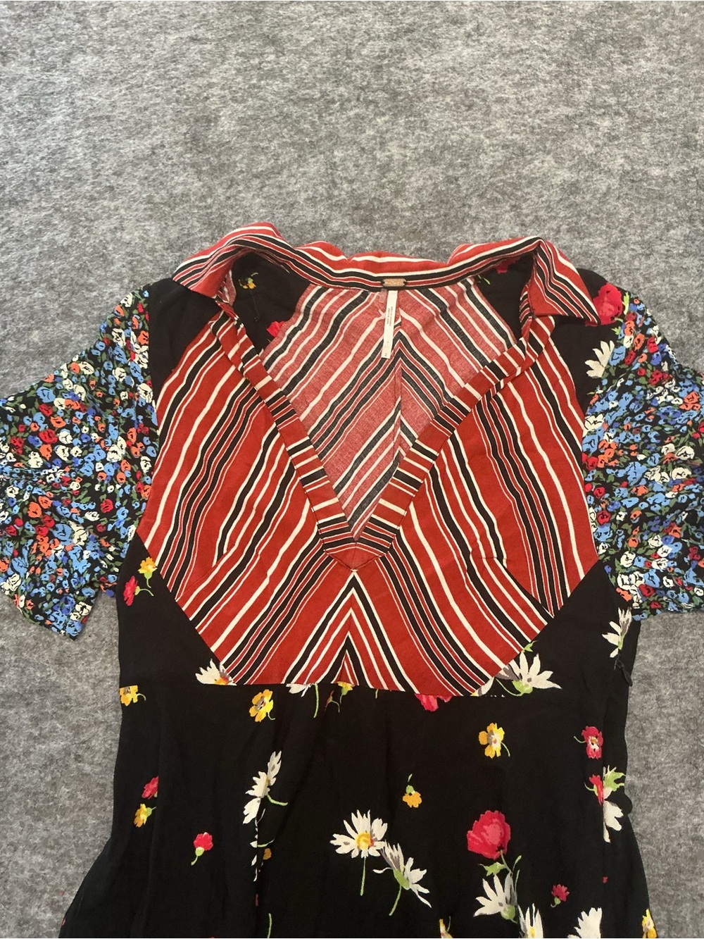 Free people Black Floral Mixed-Print Dress Size 2 - Picture 2 of 4